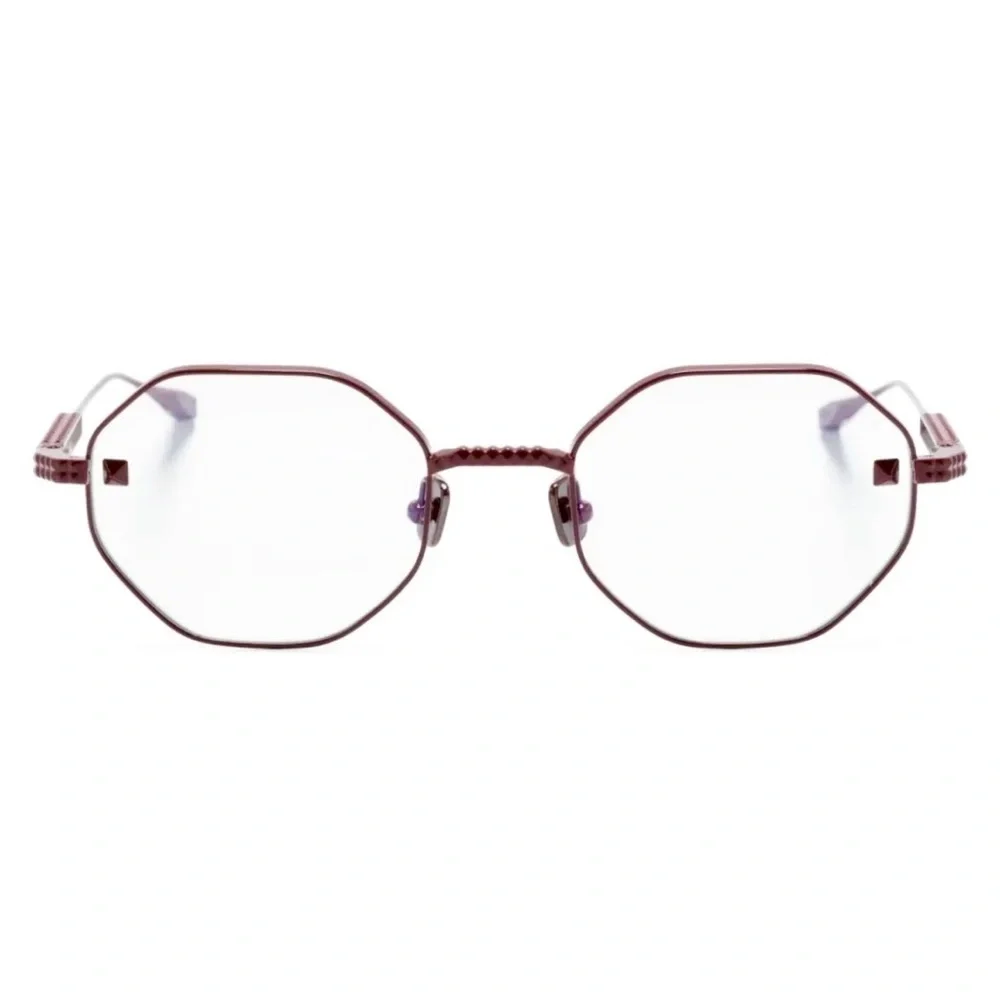New! Valentino Bordeaux Octagonal Glasses, V STUD VLX 122B, Authentic